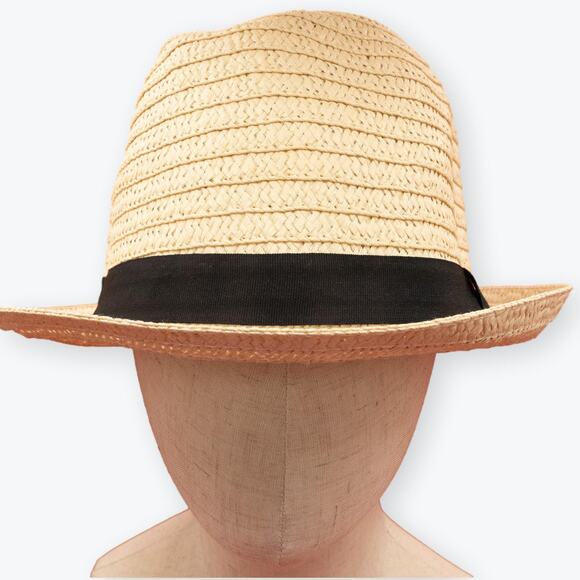 Vintage Womens Straw Fedora w/ Black Band - Picture 1 of 7